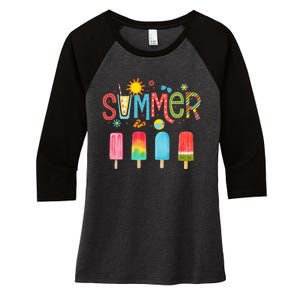 Popsicle Summer Hello Summer Women's Tri-Blend 3/4-Sleeve Raglan Shirt