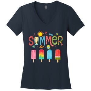 Popsicle Summer Hello Summer Women's V-Neck T-Shirt