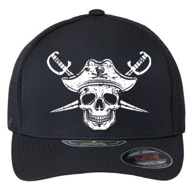 Pirate Skull Hat Swords Flexfit Unipanel Trucker Cap