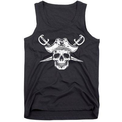 Pirate Skull Hat Swords Tank Top