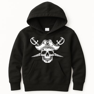 Pirate Skull Hat Swords Kids Hoodie