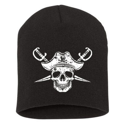 Pirate Skull Hat Swords Short Acrylic Beanie