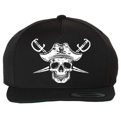 Pirate Skull Hat Swords Wool Snapback Cap