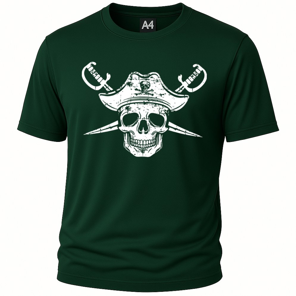 Pirate Skull Hat Swords Cooling Performance Crew T-Shirt
