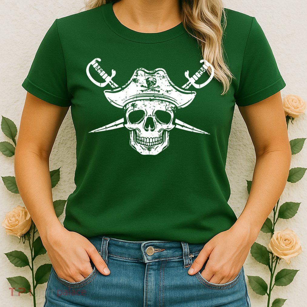 Pirate Skull Hat Swords Womens T-Shirt