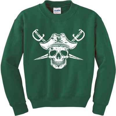 Pirate Skull Hat Swords Kids Sweatshirt