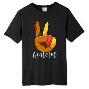 Peace Sign Hand Turkey Thanksgiving Grateful Tall Fusion ChromaSoft Performance T-Shirt