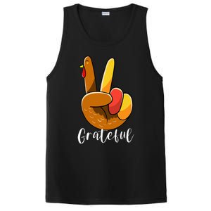 Peace Sign Hand Turkey Thanksgiving Grateful PosiCharge Competitor Tank