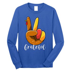 Peace Sign Hand Turkey Thanksgiving Grateful Long Sleeve Shirt