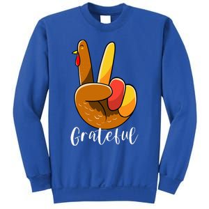 Peace Sign Hand Turkey Thanksgiving Grateful Sweatshirt