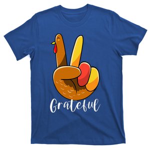 Peace Sign Hand Turkey Thanksgiving Grateful T-Shirt