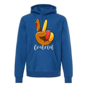 Peace Sign Hand Turkey Thanksgiving Grateful Premium Hoodie