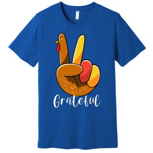 Peace Sign Hand Turkey Thanksgiving Grateful Premium T-Shirt