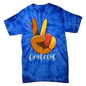 Peace Sign Hand Turkey Thanksgiving Grateful Tie-Dye T-Shirt