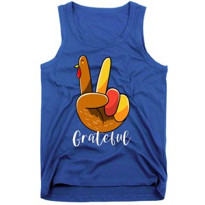 Peace Sign Hand Turkey Thanksgiving Grateful Tank Top