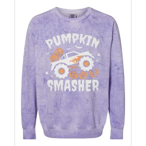 Pumpkin Smasher Halloween For Monster Truck Lover Colorblast Crewneck Sweatshirt