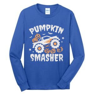 Pumpkin Smasher Halloween For Monster Truck Lover Tall Long Sleeve T-Shirt