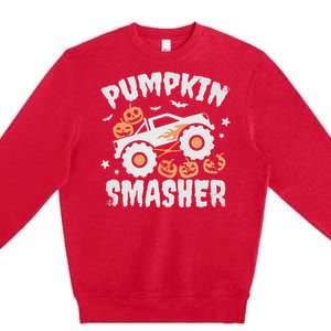 Pumpkin Smasher Halloween For Monster Truck Lover Premium Crewneck Sweatshirt