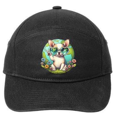 Peace Sign Hand Chihuahua Earth Day 7-Panel Snapback Hat