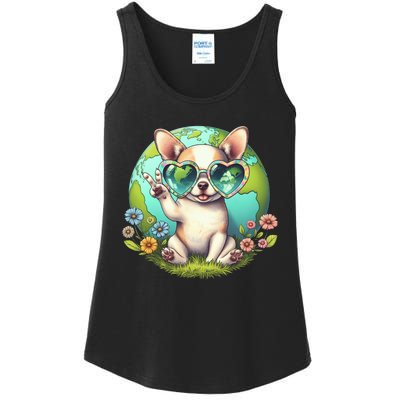 Peace Sign Hand Chihuahua Earth Day Ladies Essential Tank