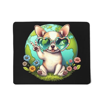 Peace Sign Hand Chihuahua Earth Day Mousepad