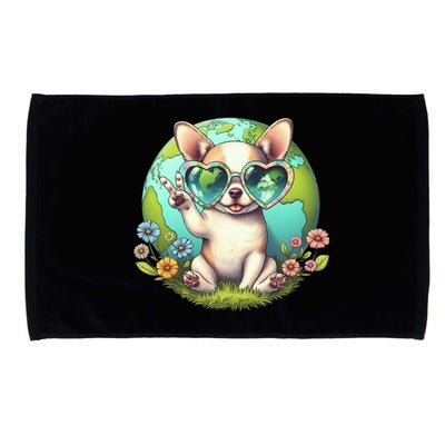 Peace Sign Hand Chihuahua Earth Day Microfiber Hand Towel