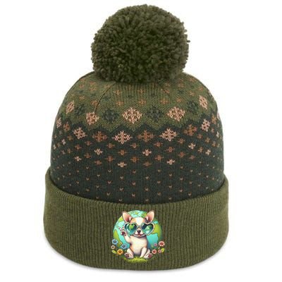 Peace Sign Hand Chihuahua Earth Day The Baniff Cuffed Pom Beanie