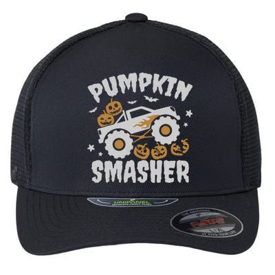 Pumpkin Smasher Halloween For Monster Truck Lover Flexfit Unipanel Trucker Cap