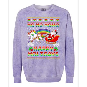 Pride Santa Ho Ho Homo Happy Holiugly Christmas Cool Gift Colorblast Crewneck Sweatshirt