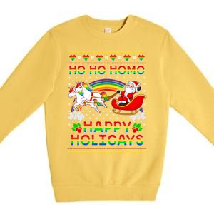 Pride Santa Ho Ho Homo Happy Holiugly Christmas Cool Gift Premium Crewneck Sweatshirt