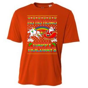 Pride Santa Ho Ho Homo Happy Holiugly Christmas Cool Gift Cooling Performance Crew T-Shirt