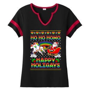 Pride Santa Ho Ho Homo Happy Holiugly Christmas Cool Gift Ladies Halftime Notch Neck Tee