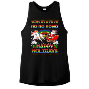 Pride Santa Ho Ho Homo Happy Holiugly Christmas Cool Gift Ladies PosiCharge Tri-Blend Wicking Tank