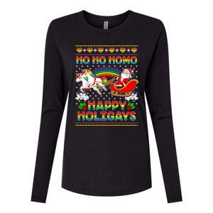 Pride Santa Ho Ho Homo Happy Holiugly Christmas Cool Gift Womens Cotton Relaxed Long Sleeve T-Shirt