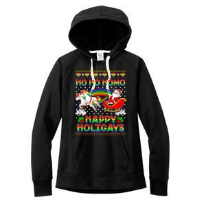 Pride Santa Ho Ho Homo Happy Holiugly Christmas Cool Gift Women's Fleece Hoodie