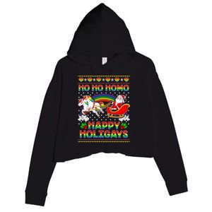 Pride Santa Ho Ho Homo Happy Holiugly Christmas Cool Gift Crop Fleece Hoodie