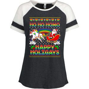 Pride Santa Ho Ho Homo Happy Holiugly Christmas Cool Gift Enza Ladies Jersey Colorblock Tee