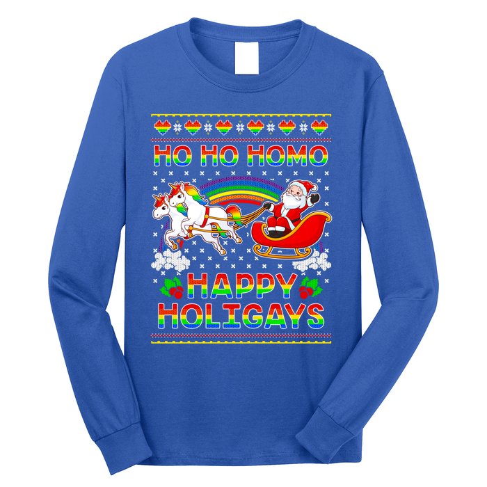 Pride Santa Ho Ho Homo Happy Holiugly Christmas Cool Gift Long Sleeve Shirt