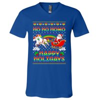 Pride Santa Ho Ho Homo Happy Holiugly Christmas Cool Gift V-Neck T-Shirt