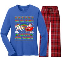 Pride Santa Ho Ho Homo Happy Holiugly Christmas Cool Gift Women's Long Sleeve Flannel Pajama Set 