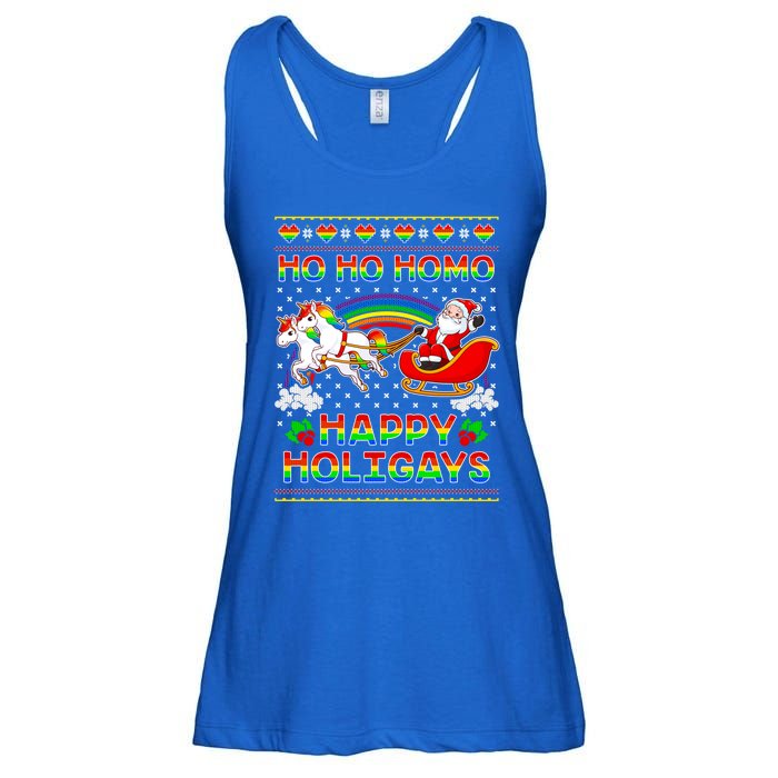 Pride Santa Ho Ho Homo Happy Holiugly Christmas Cool Gift Ladies Essential Flowy Tank