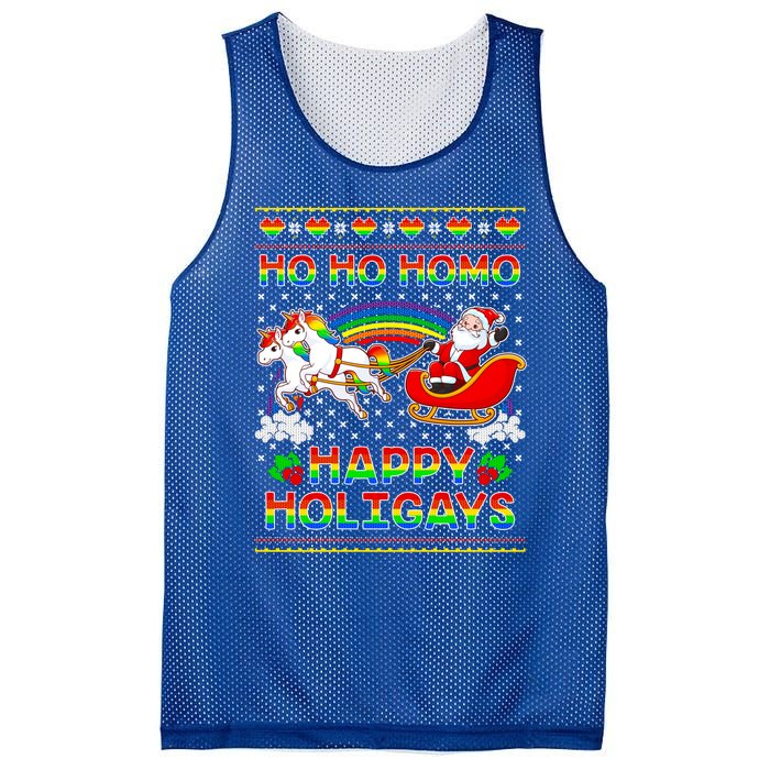 Pride Santa Ho Ho Homo Happy Holiugly Christmas Cool Gift Mesh Reversible Basketball Jersey Tank