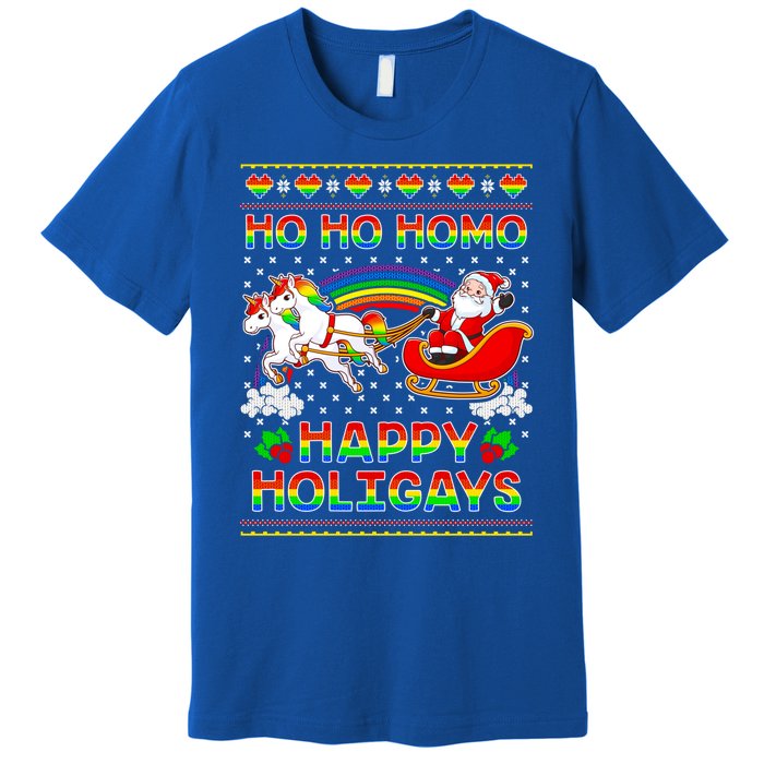 Pride Santa Ho Ho Homo Happy Holiugly Christmas Cool Gift Premium T-Shirt