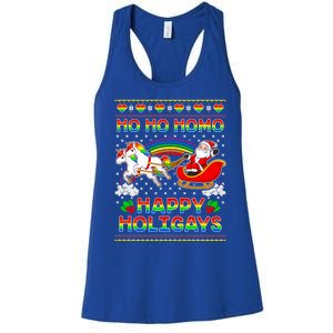 Pride Santa Ho Ho Homo Happy Holiugly Christmas Cool Gift Women's Racerback Tank