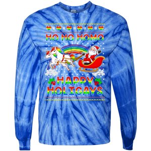 Pride Santa Ho Ho Homo Happy Holiugly Christmas Cool Gift Tie-Dye Long Sleeve Shirt