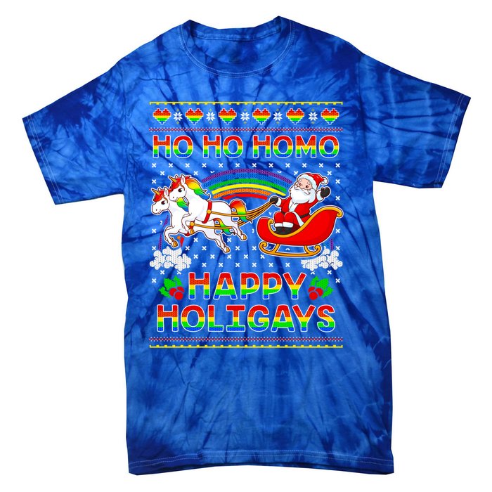 Pride Santa Ho Ho Homo Happy Holiugly Christmas Cool Gift Tie-Dye T-Shirt