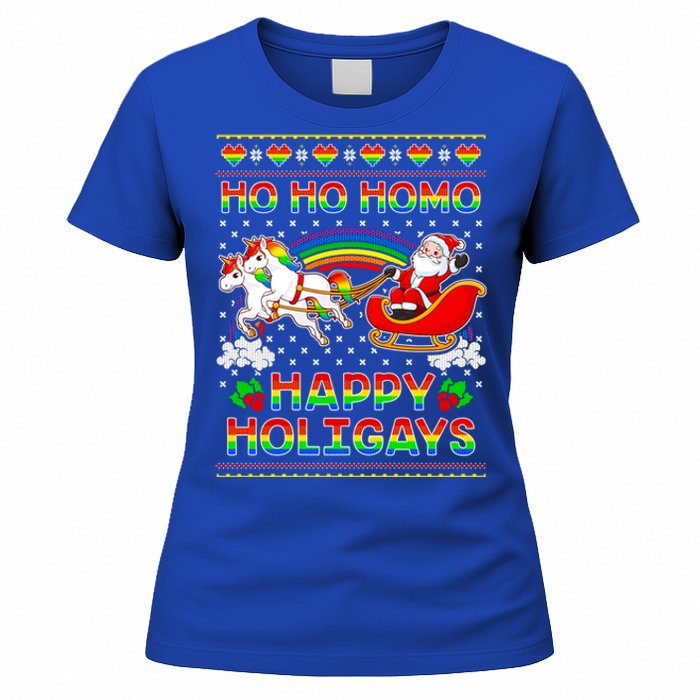 Pride Santa Ho Ho Homo Happy Holiugly Christmas Cool Gift Women's T-Shirt