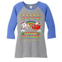 Pride Santa Ho Ho Homo Happy Holiugly Christmas Cool Gift Women's Tri-Blend 3/4-Sleeve Raglan Shirt