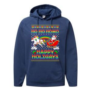 Pride Santa Ho Ho Homo Happy Holiugly Christmas Cool Gift Performance Fleece Hoodie