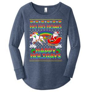 Pride Santa Ho Ho Homo Happy Holiugly Christmas Cool Gift Women's Perfect Tri Tunic Long Sleeve Shirt